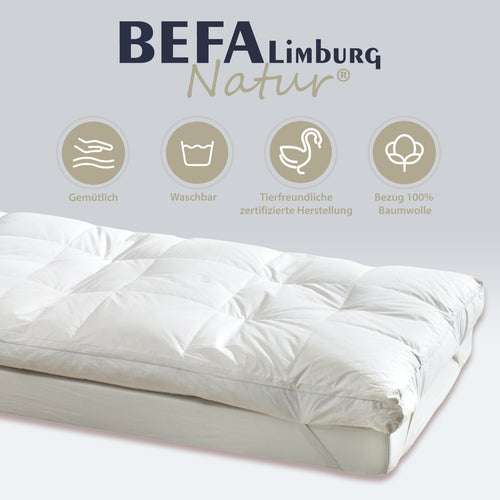 Bild 1 in Galerieansicht laden. Daunen Matratzenauflage - zweilagig - Detailansicht | BEFA Limburg