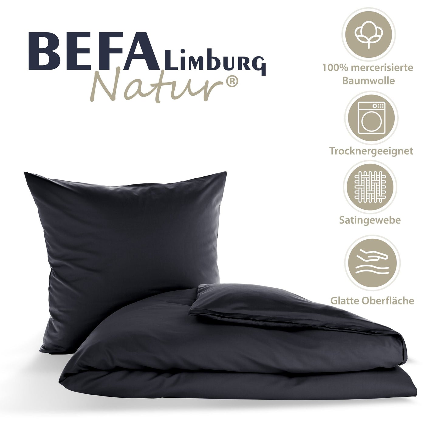 Bettwäsche Made in Germany - Schwarz - Seitenansicht | BEFA Limburg