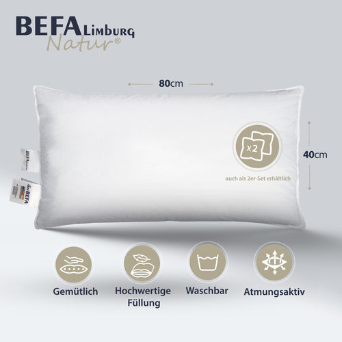 Bild 1 in Galerieansicht laden. Federkissen - 100% Federn (2 Stück Set) - Verarbeitung | BEFA Limburg