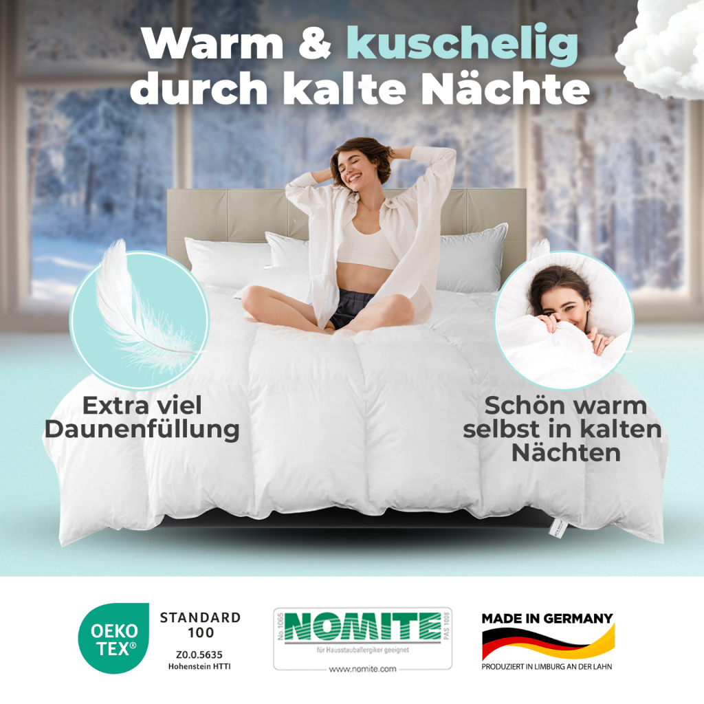 Daunendecke – 90% Daune, Winterdecke - Etikett | BEFA Limburg