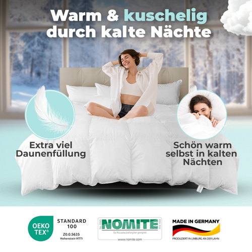 Bild 1 in Galerieansicht laden. Daunendecke – 90% Daune, Winterdecke - Etikett | BEFA Limburg