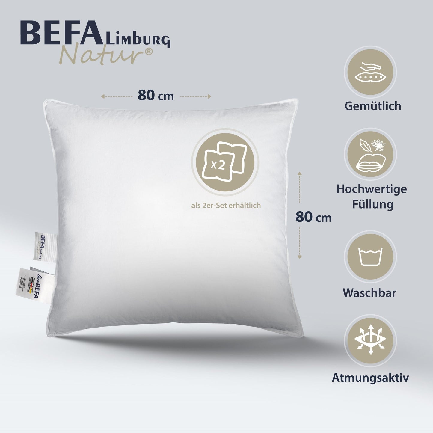 Kopfkissen 30% Daunen (2 Stück Set) - Verarbeitung | BEFA Limburg