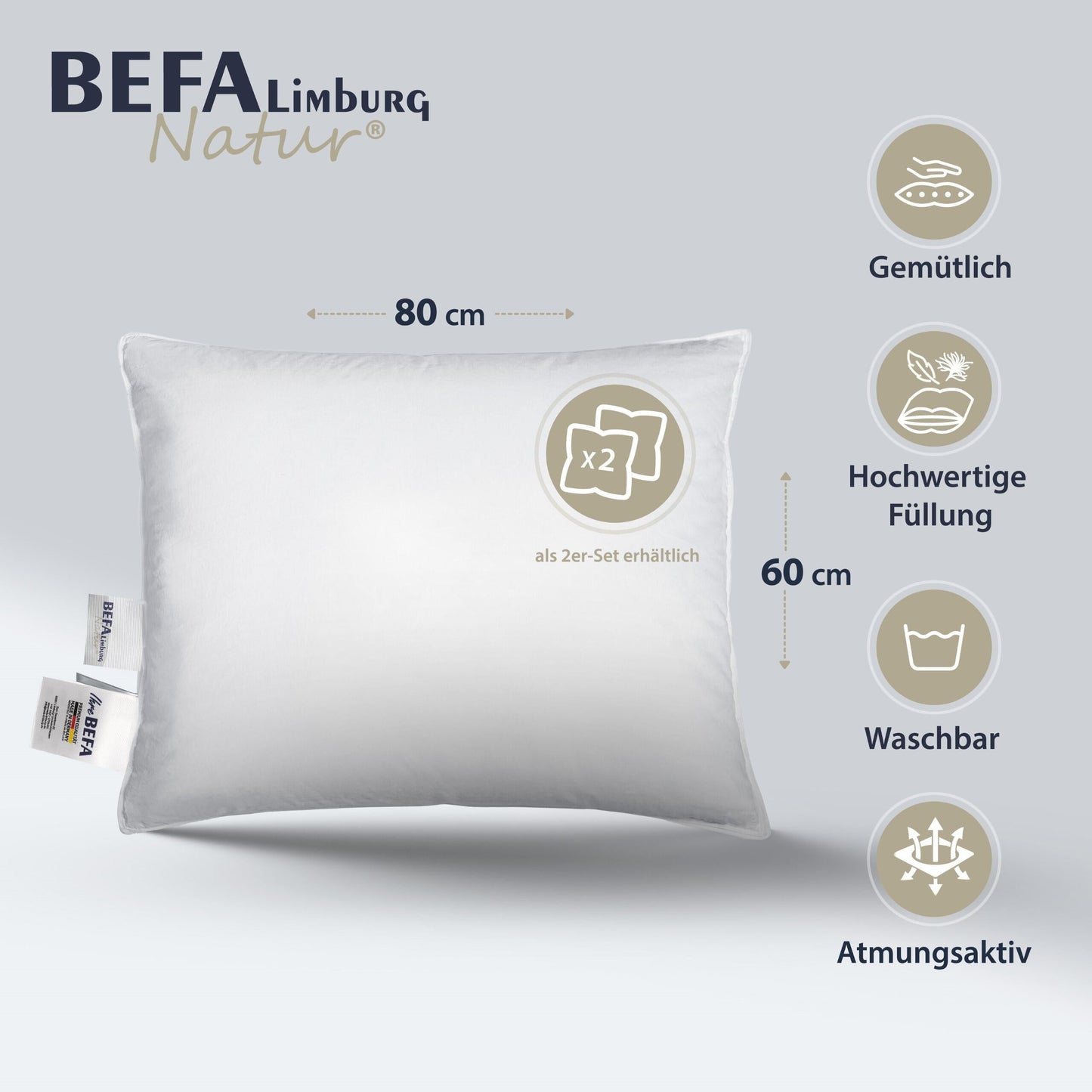 Kopfkissen 30% Daunen (2 Stück Set) - Detailansicht | BEFA Limburg