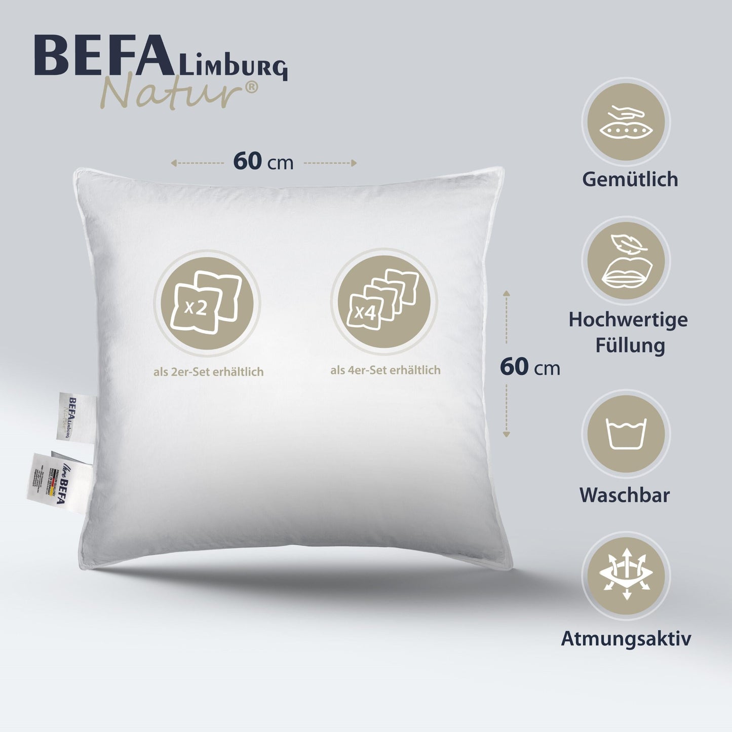 Kleinkissen/ Dekokissen Federn - Etikett | BEFA Limburg