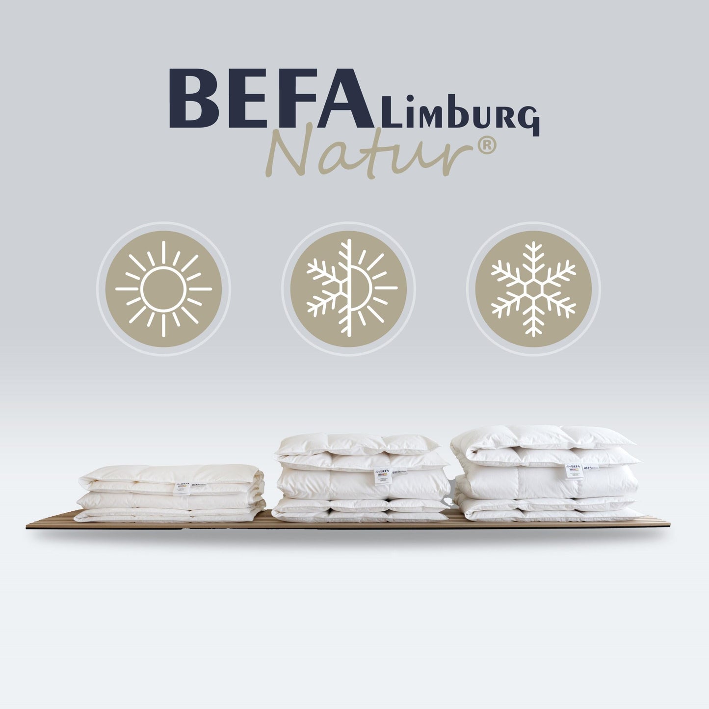 Daunendecke – 90% Daune, Ganzjahreszeiten (2 Stück Set) - Seitenansicht | BEFA Limburg