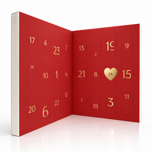 Load image 1 in gallery view. arcaya Ampullen Adventskalender 2026 Rot geöffnet mit 24 Wirkstoffampullen