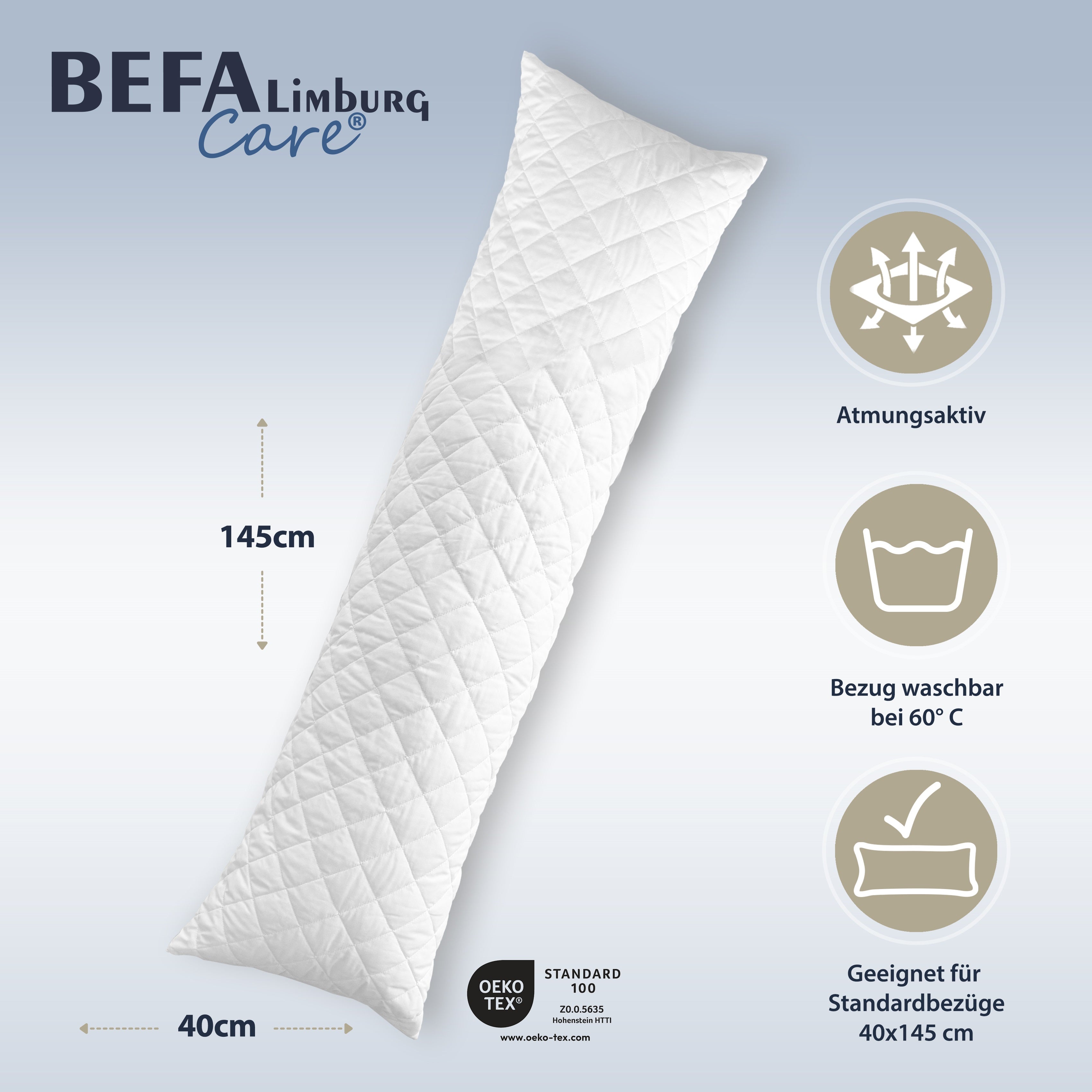 Seitenschläferkissen 40x145 / Schwangerschaftskissen / Extra Fest - Detailansicht | BEFA Limburg