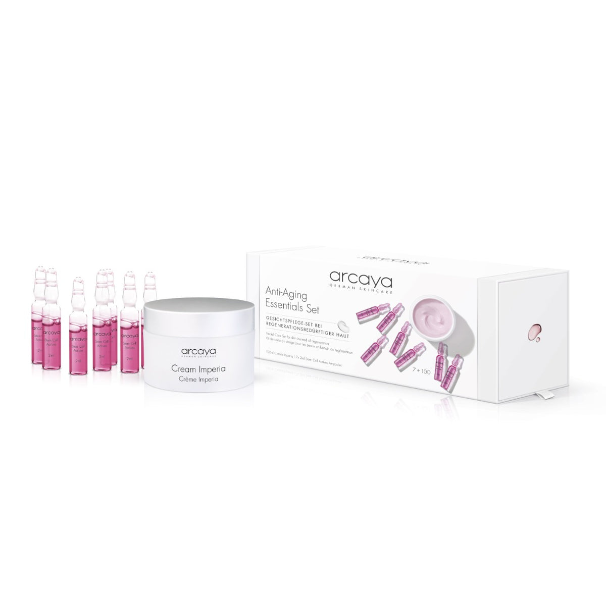 arcaya Anti-Aging Essentials Set mit Cream Imperia 100 ml und 7 Stem Cell Actives Ampullen