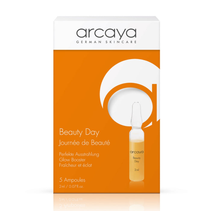 arcaya Beauty Day Ampullen, Feuchtigkeitspflege mit Beta-Carotin und Hyaluron für fahle Haut, 5 × 2 ml