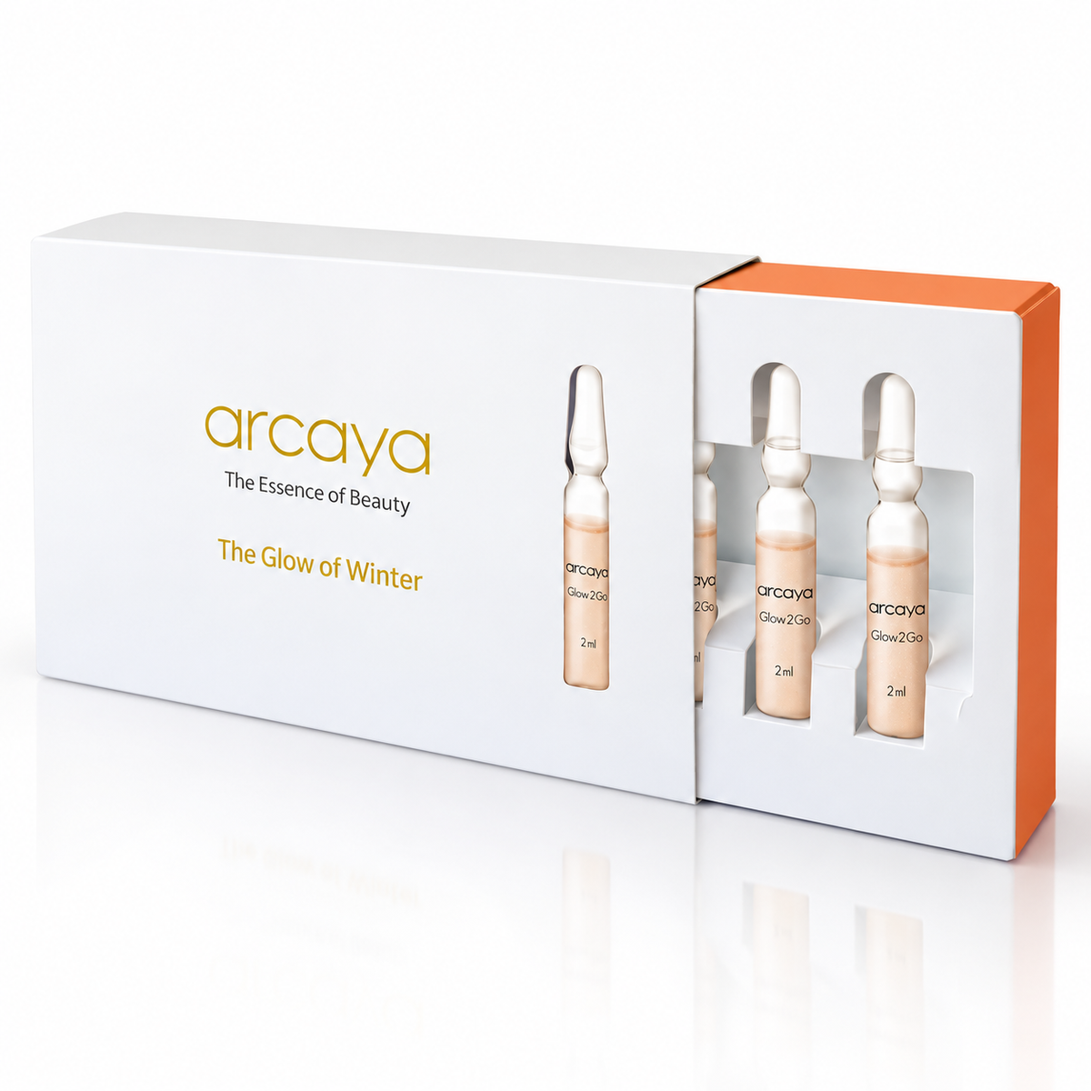 arcaya The Glow of Winter Edition geöffnet mit Glow2Go und Hyaluron Plus Ampullen