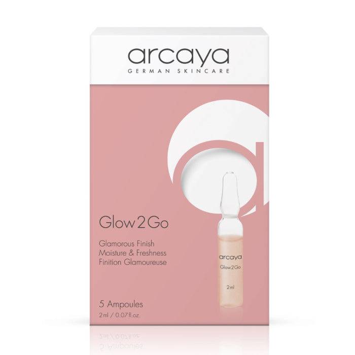 arcaya Glow2Go Ampullen, Feuchtigkeitspflege mit Hyaluron und lichtreflektierenden Pigmenten, 5 × 2 ml