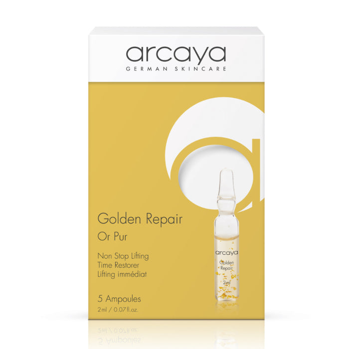 arcaya Golden Repair Ampullen – regenerierende Repair-Pflege für beanspruchte Haut, 5 x 2 ml