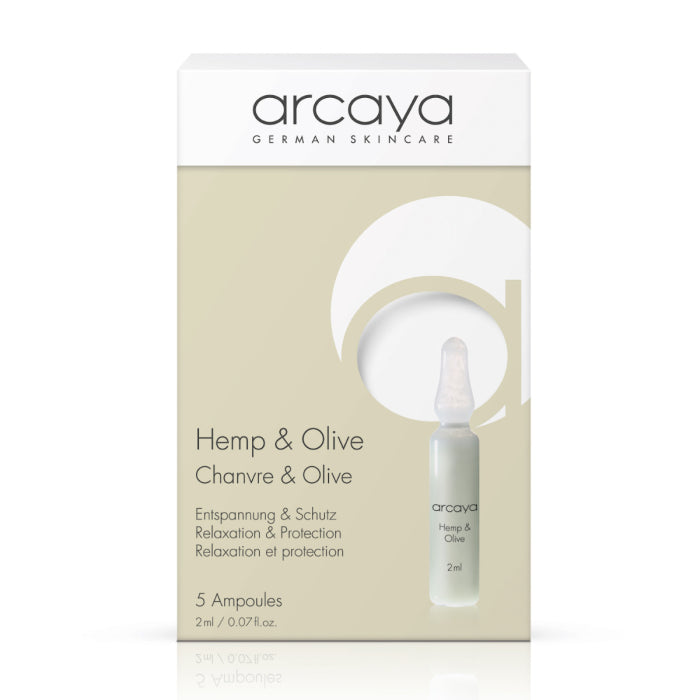 arcaya Hemp & Olive Ampullen, Nährende Pflege mit Hanföl und Olivenöl für trockene Haut, 5 × 2 ml