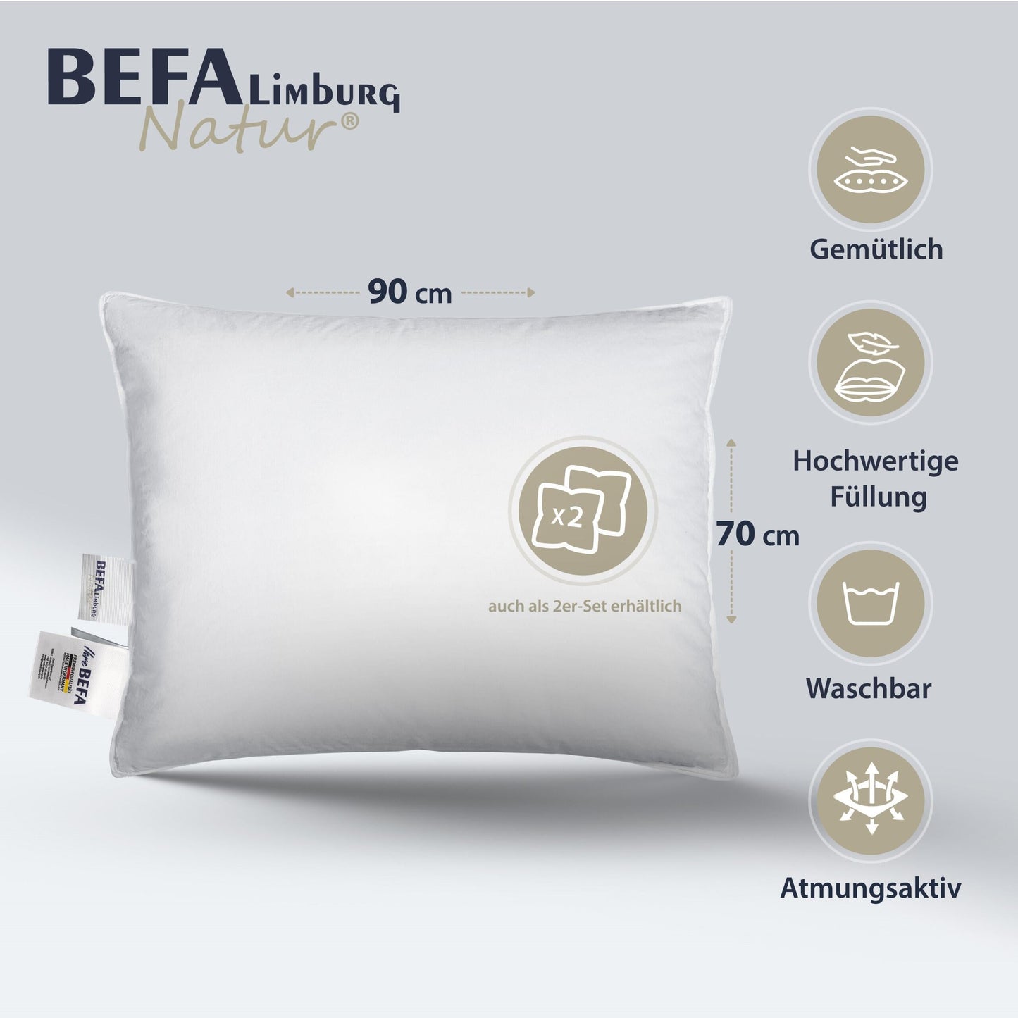 Federkissen - 100% Federn (2 Stück Set) - Füllung | BEFA Limburg