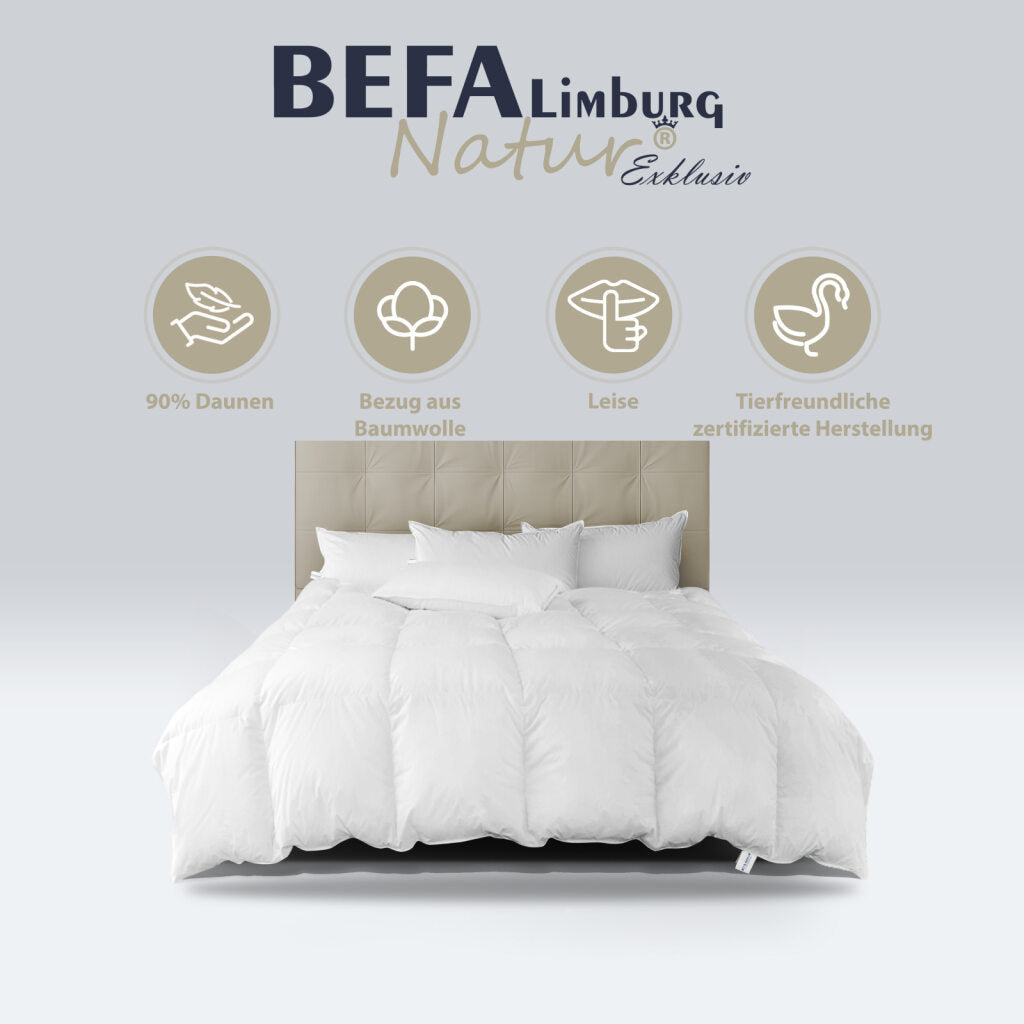 Tencel Daunendecke - 90% Daune, Winterdecke - Seitenansicht | BEFA Limburg
