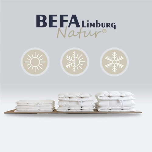 Bild 1 in Galerieansicht laden. Reine Daunendecke - 100% Daune, Sommer (2 Stück Set) - Seitenansicht | BEFA Limburg